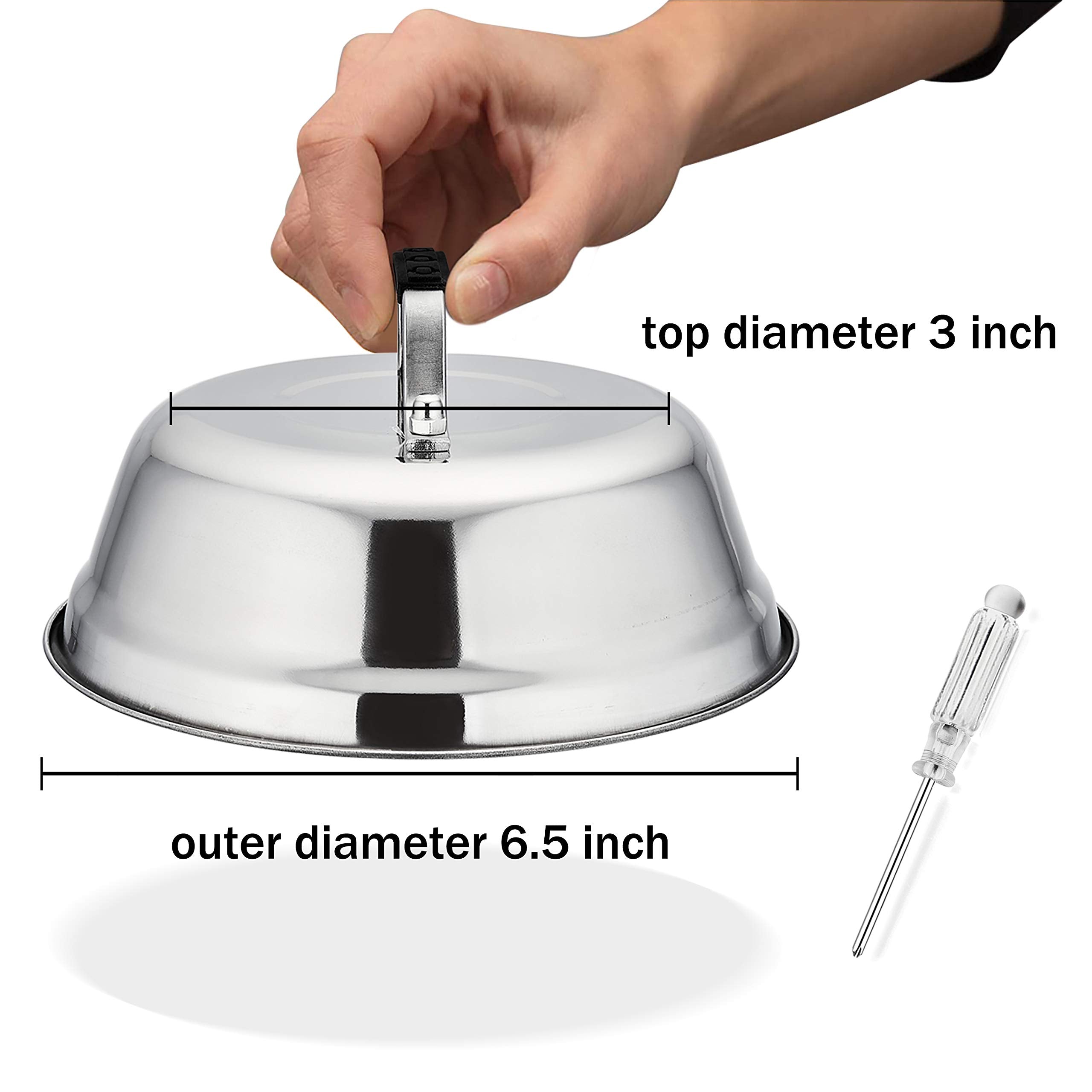 6.5In Cheese Melting Dome  HaSteeL Stainless Steel Small Round Basting Steaming Cover  Heavy Duty Griddle Grill Accessories for Kitchen Cooking Flat Top BBQ Indoor & Outdoor  Dishwasher Safe - 4 Packs